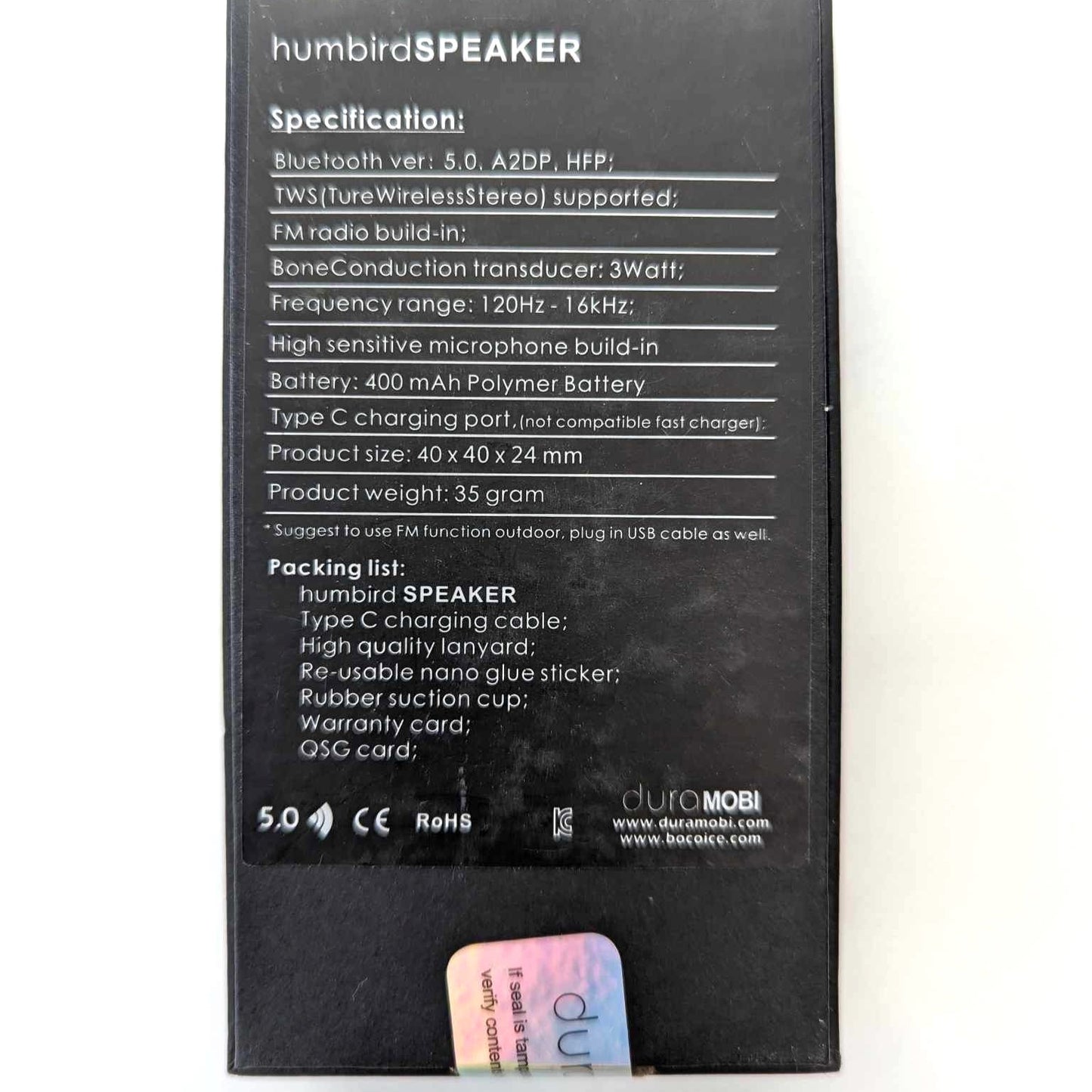 Dura MOBI Humird Speaker - Trådlös högtalare med kraftfullt ljud