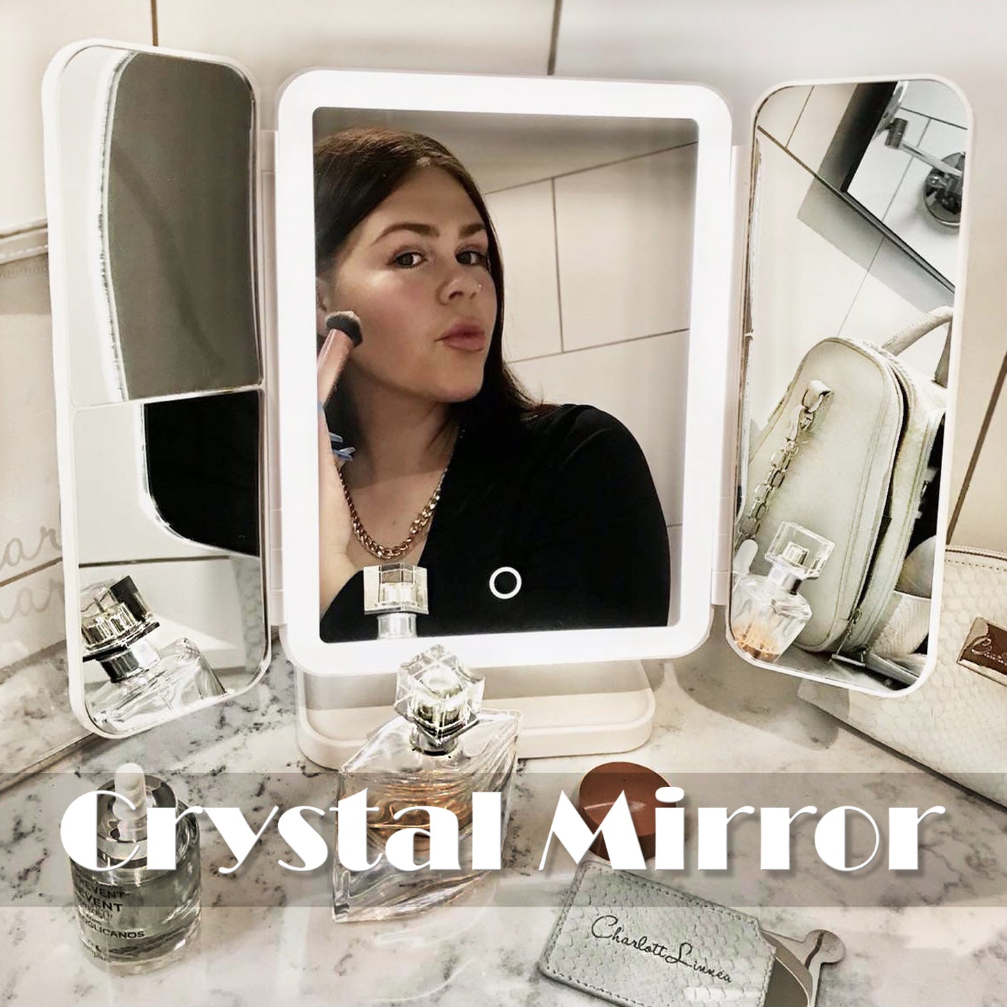 Crystal Mirror - Sminkspegel med 3-färgad LED belysning