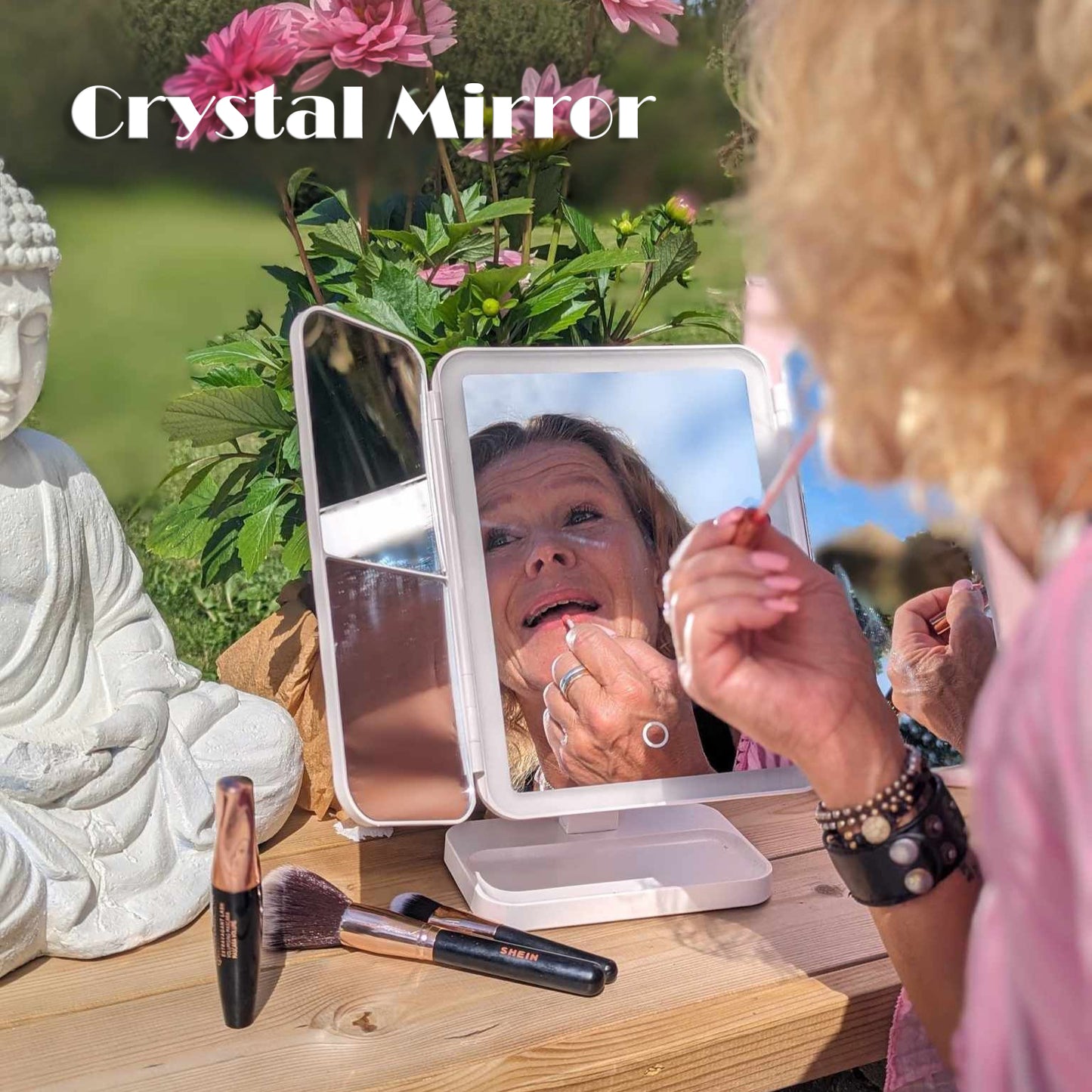 Crystal Mirror - Sminkspegel med 3-färgad LED belysning