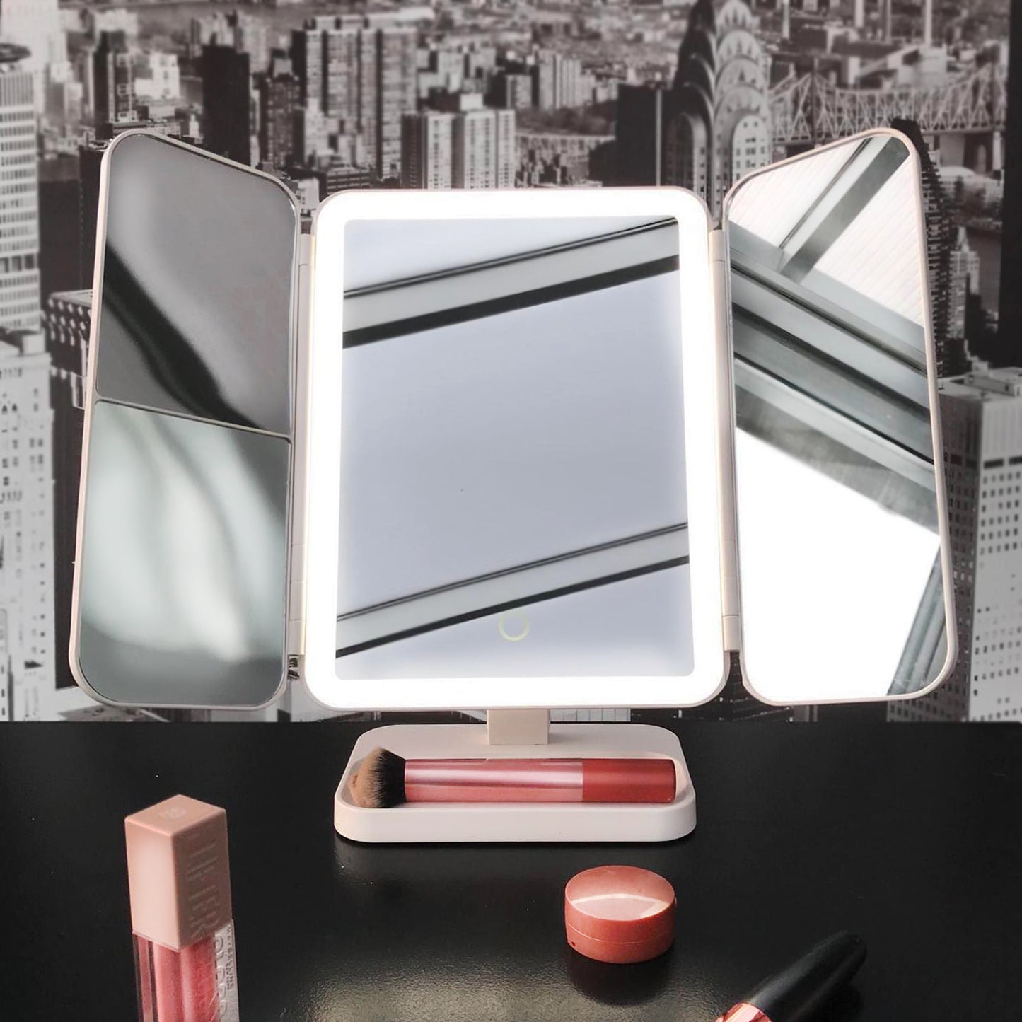 Crystal Mirror - Sminkspegel med 3-färgad LED belysning