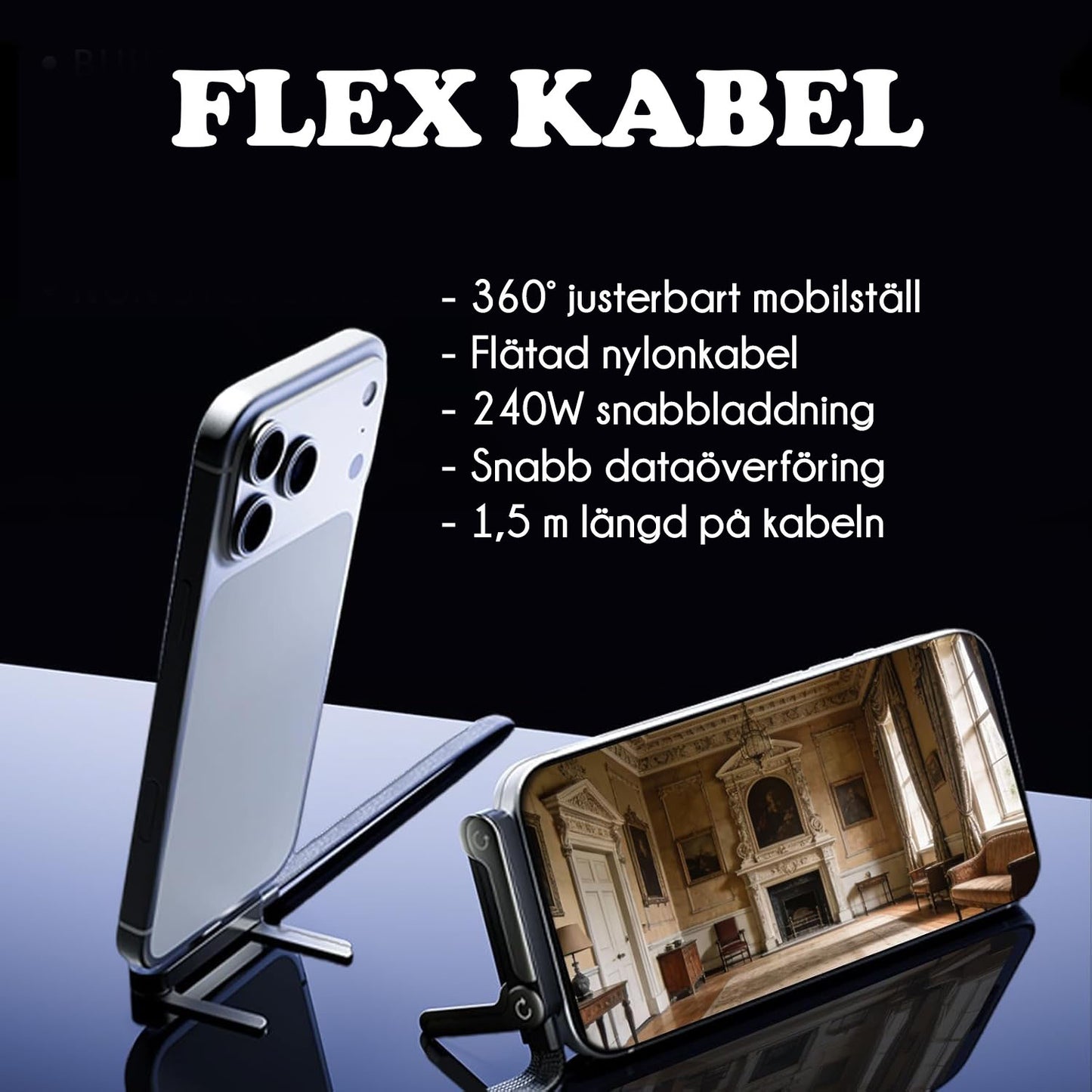 FlexKabel - Snabbladdningskabel med mobilställ