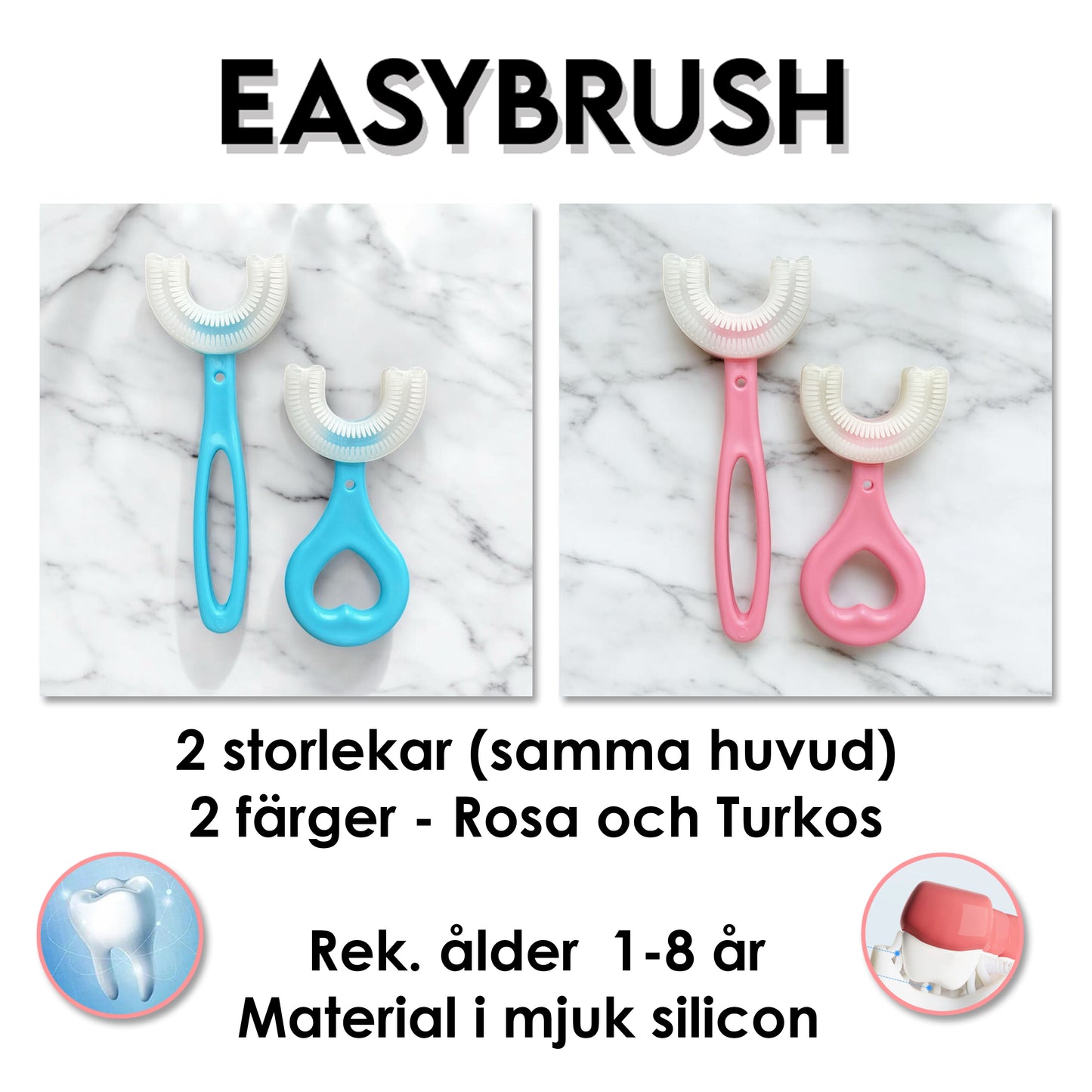 EASYBRUSH - Barnvänlig Silikontandborste – 360° U-formad Design