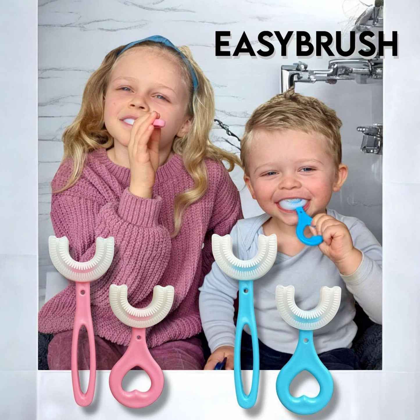 EASYBRUSH - Barnvänlig Silikontandborste – 360° U-formad Design